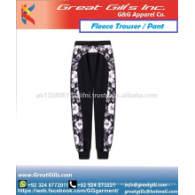 printed men and women warm cotton fleece fabric trouser pant for wholesale